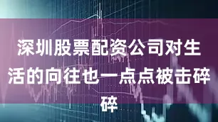 深圳股票配资公司对生活的向往也一点点被击碎